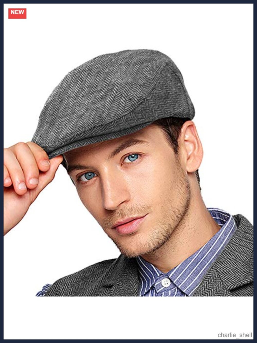 Wool Blend Tweed Herringbone Newsboy Cap Adjustable Flat Ivy Cabbie Hat